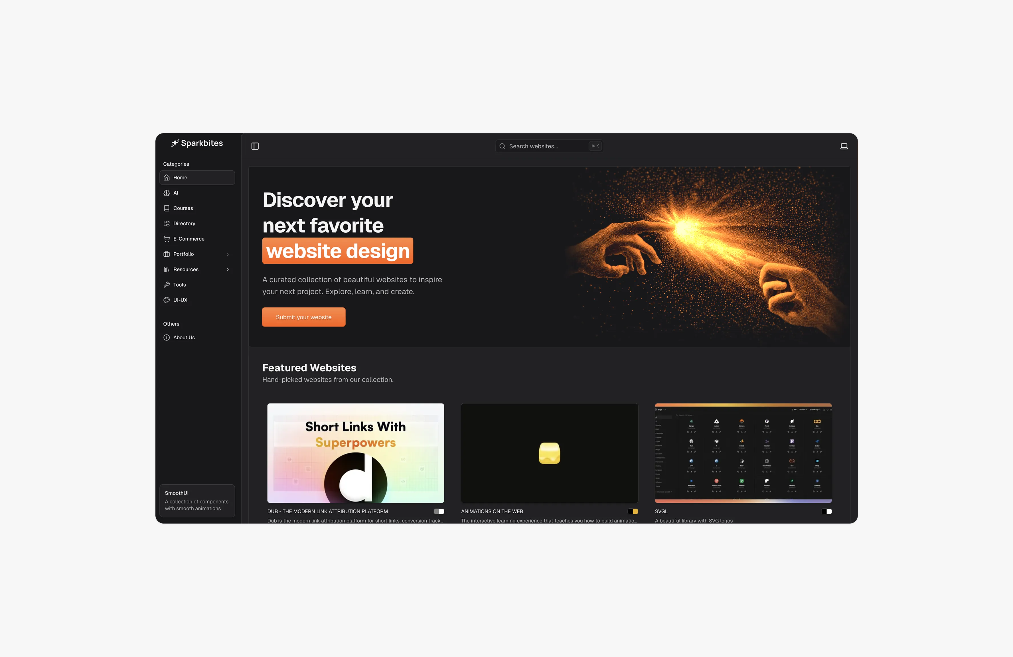 SparkBites web design inspiration directory